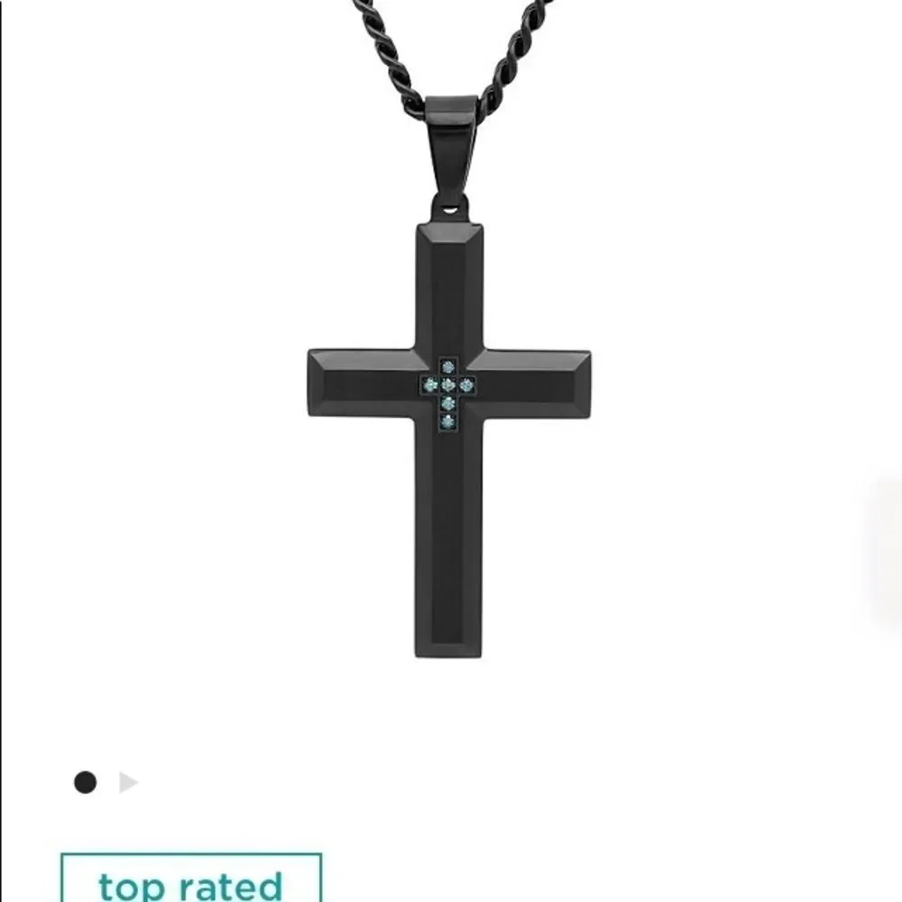 Stainless Steel Men’s Black Cross with Sapphire